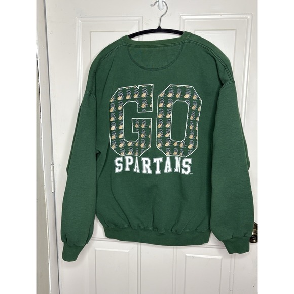 Vtg Michigan State Spartans Crewneck Sweatshirt 90s DOUBLE SIDE XL MSU Sparty - Picture 12 of 12